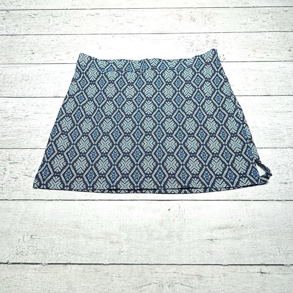 Rafaella Womens Comfort Stretch Pull On Skort Blue Geometric Diamond Size L